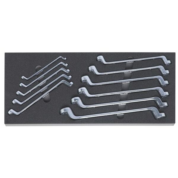 Double-ended ring spanner set, cranked  11