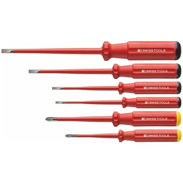 Electrician’s slim screwdriver set, 6 pieces for slot-head and Phillips, fully insulated 4/2