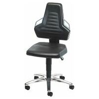 ESD swivel chair, synthetic leather, with castors, low BLACK