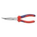 Snipe nose pliers, angled chrome-plated, with grips  200 mm