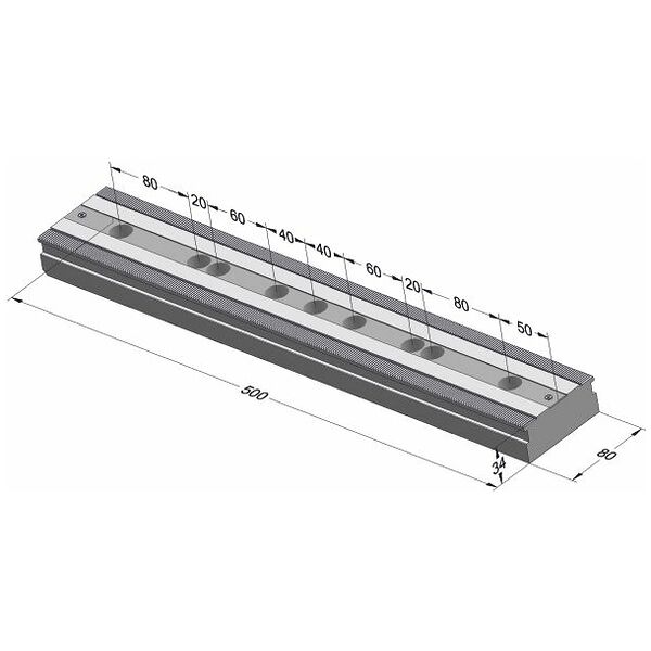 Multi-point clamping rail 80  500 mm