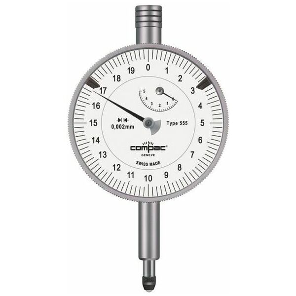 Precision dial indicator Compac 0.002 mm reading, shock-resistant 5/58 mm