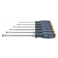 Screwdriver set for slot-head, with 2-component Haptoprene handle  6