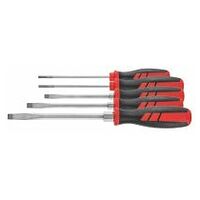 Screwdriver set for slot-head, with power grip