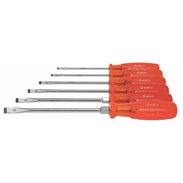 Screwdriver set for slot-head, with “multicraft” power grip  6