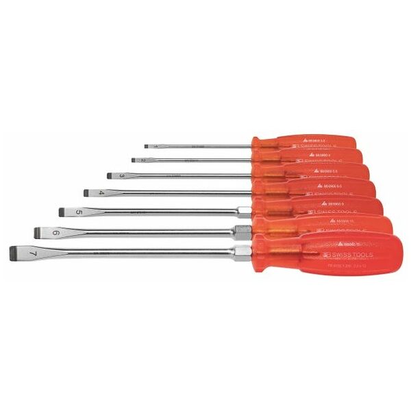 Screwdriver set for slot-head, with “multicraft” power grip  7