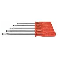 Blade screwdriver set for slot-head, with plastic handle