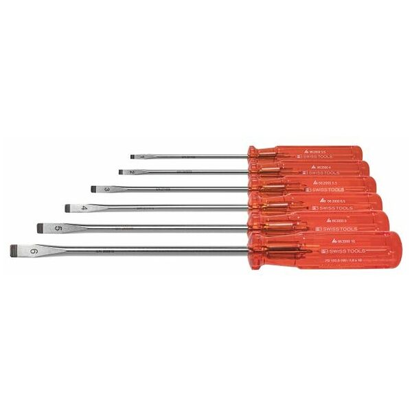Blade screwdriver set for slot-head, with plastic handle  6