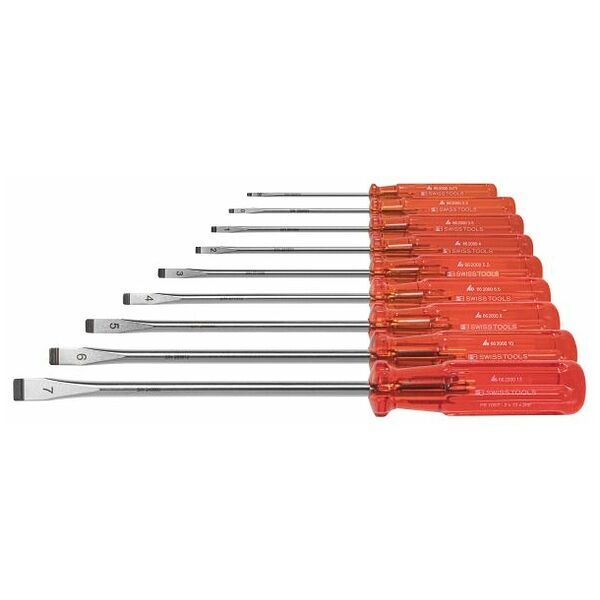 Blade screwdriver set for slot-head, with plastic handle  9