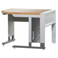 Corner workstation with base frame with bamboo worktop 1000 mm