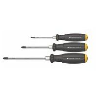 Screwdriver set for Phillips, with 2-component SwissGrip handle with impact head 3