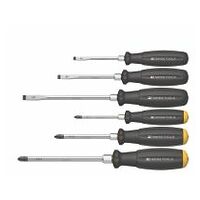 Screwdriver set, with impact head, 6 pieces For slot-head and Phillips 3/3