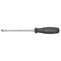 Screwdriver for slot-head, with 2-component SwissGrip handle and impact head 8 mm