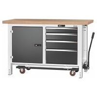 Workbench with undercarriage, height 950 mm with beech marine ply worktop 1500 mm