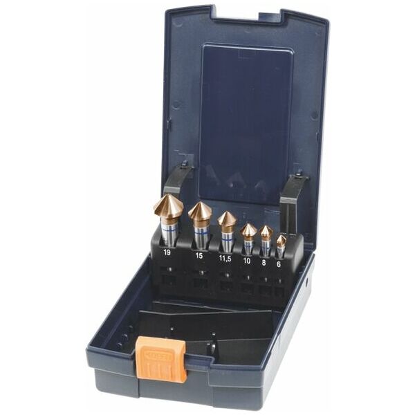 Countersink set No. 150393 with 3 drive flats, in a case 90° 6