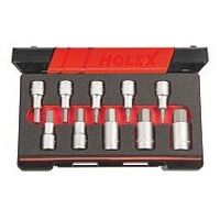 Set of screwdriver sockets, hexagon, 1/2 inch square drive 10 pieces 10
