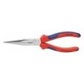 Snipe nose pliers, straight, chrome-plated, with grips  200 mm