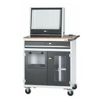 Computer-Arbeitsstation mit Druckerklappe, fahrbar