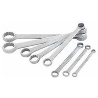 Double-ended ring spanner set, straight  chrome-plated