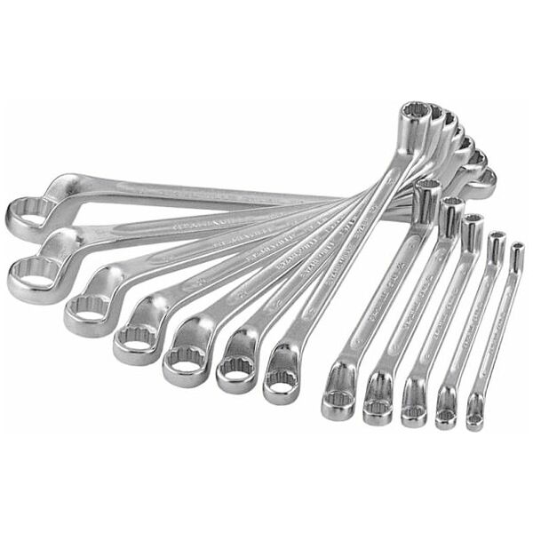 Double-ended ring spanner set, deeply cranked  10