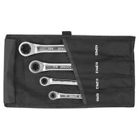 Double ratchet ring spanner set for Torx® screws, in a wallet