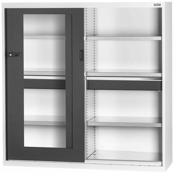 Szafa podstawowa z szufladą, z drzwiami przesuwnymi, przeszklonymi 1500 mm