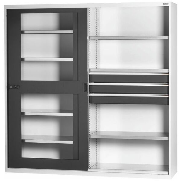 Base cabinet with drawer, Viewing window sliding doors 2000 mm