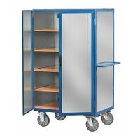 Enclosed trolley with sheet metal walls, with 5 loading platforms