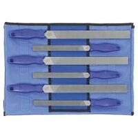 Flat files set, 6 pieces, in a tool roll