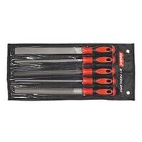 File set with 2-component handle, 5 pieces in a tool roll  250 mm