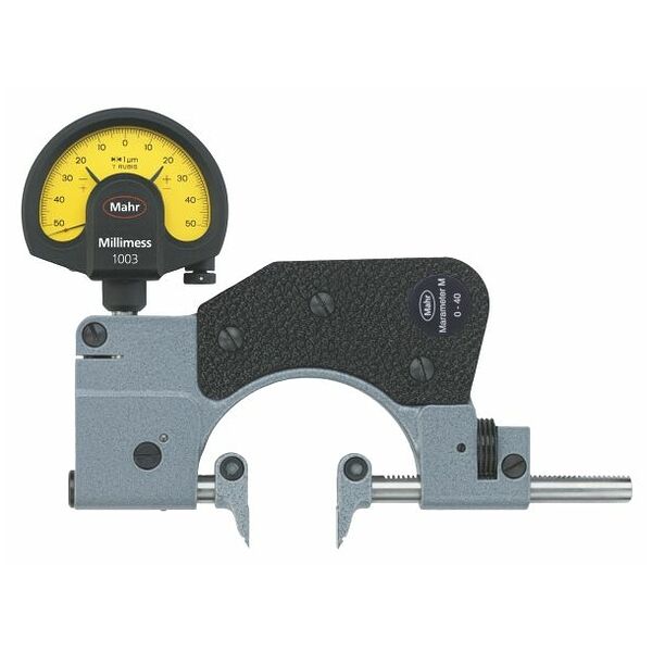 Indicating snap gauge with measuring jaws