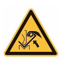 Señal de advertencia Advertencia de peligro de aplastamiento de la mano entre la prensa y la pieza de trabajo