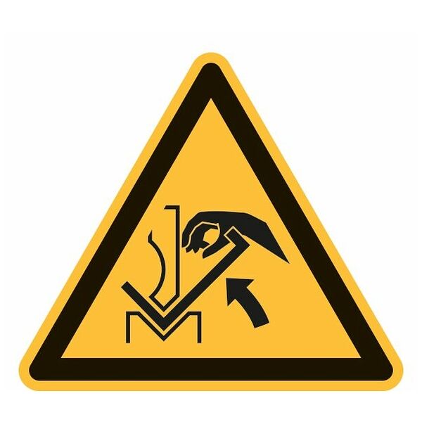 Simbolo di avvertimento Pericolo schiacciamento mani tra pressa e materiale 04200