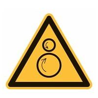Warning sign Warning of counter rotating rollers
