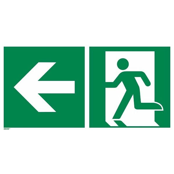 Rescue signs, new standard Rescue route to the left 14400