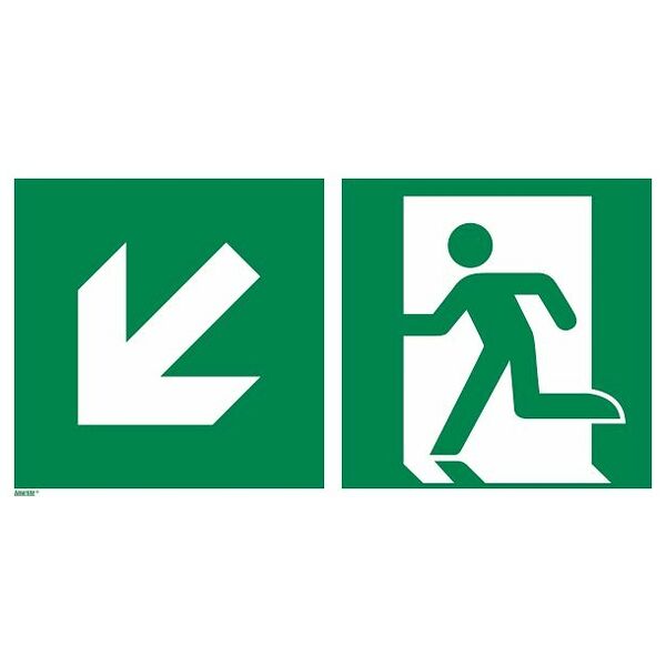 Rescue signs, new standard Rescue route to the left downwards 14400