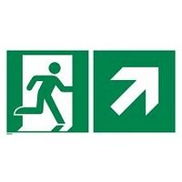 Semn de salvare Cale de evacuare la dreapta înainte, traversaţi spaţiul liber pe diagonală spre dreapta
