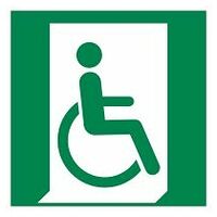Rescue sign Emergency exit for those who cannot walk or are restricted in their ability to walk (on the right)