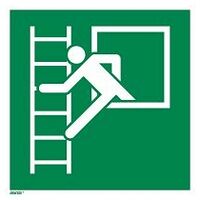 Rescue sign Emergency exit with escape ladder