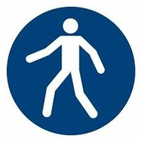 Mandatory sign Use pedestrian walkway