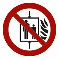 Förbudsskyltar Använd inte hissen vid brand