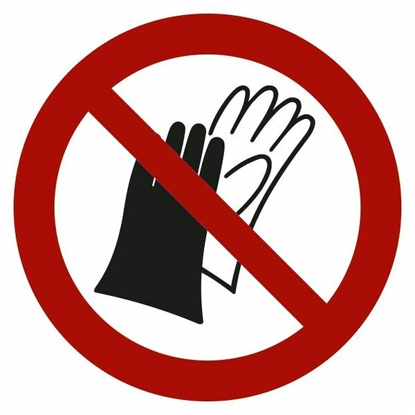Prohibition sign Do not wear gloves 04200
