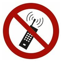 Prohibition sign No mobile phones if switched on