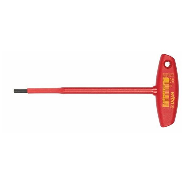 Hexagon screwdriver with T-handle, fully insulated 4 mm
