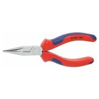 Snipe nose pliers, straight, chrome-plated, with grips  140 mm