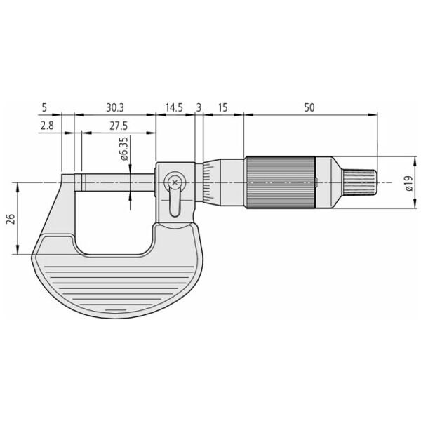 Bügelmessschraube flach für Radnaben/Bohrungsabsatz 0-25 mm NEU 