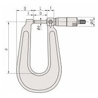 Sheet Metal Micrometer 25-50mm, Spherical Anvil/Spindle, 150mm Throat