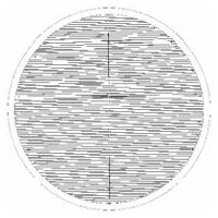 Normalizovaná šablona pro měřicí projektor, č.:19 vodorovné schéma, vzdálenost 1 mm ocel, Ø 300 mm ocel
