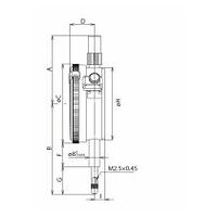 Måler, flad endekappe, ISO-version med en omdrejning, stød- og støvbeskyttet, 1,6 mm, 0,02 mm