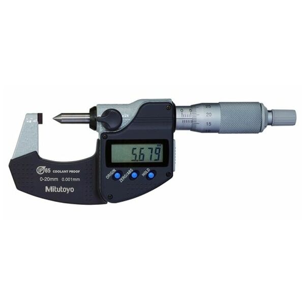 Digital external micrometer with measuring tip 0-20 mm